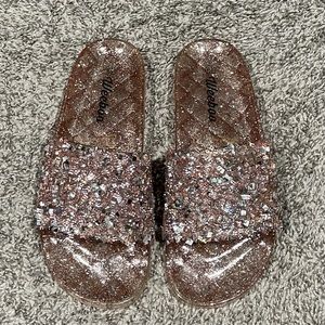 Rose gold Weeboo jelly slides size 6.5
